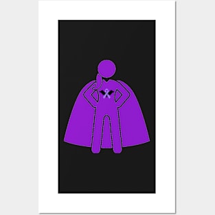 Bat Awareness Ribbon Superhero Woman Silhouette Posters and Art